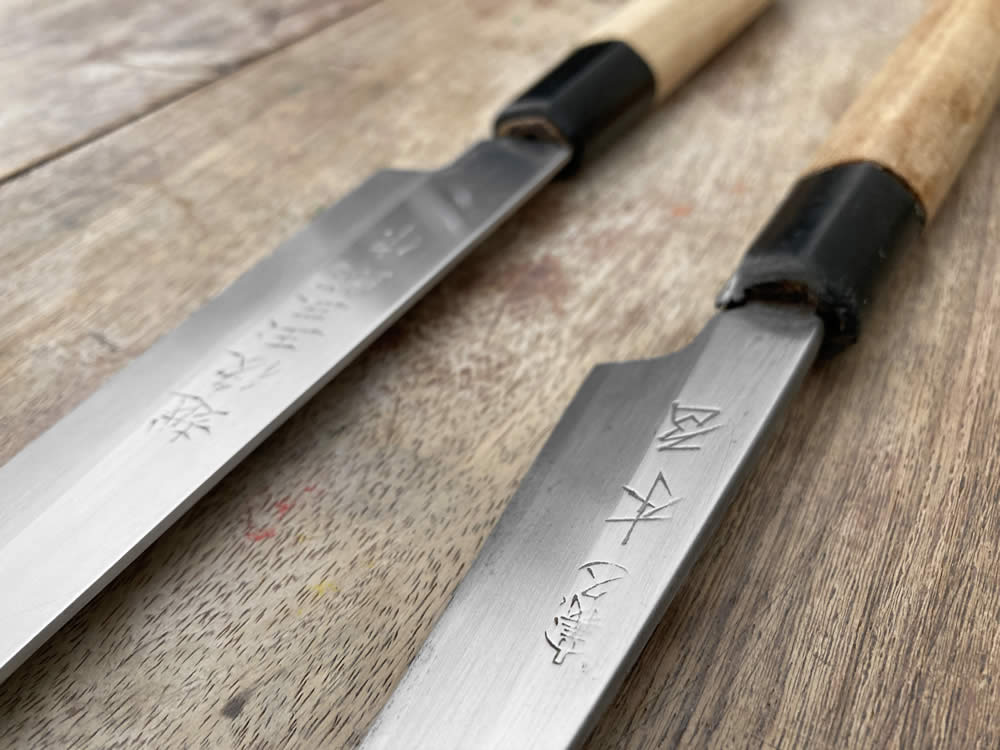 our japanese knives have experience written all over them. After countless hours of sushi indulging use and of honing there comes a time for honorary replacement!